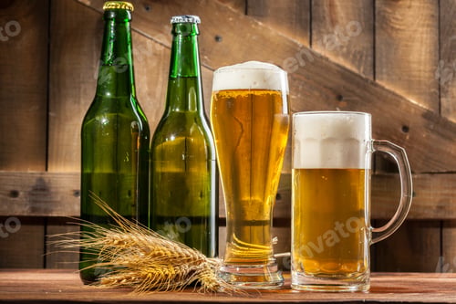 Preview: Glass of beer and beer bottle