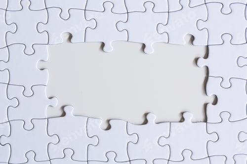 Preview: Frame with white puzzles and an empty white space in the middle