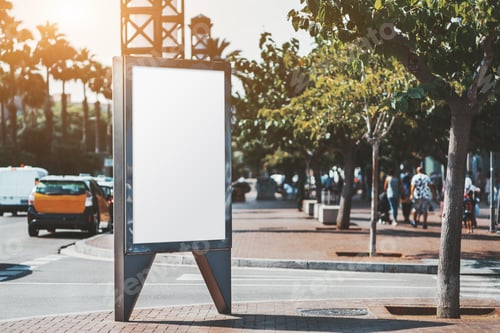 Preview: Vertical banner mock-up near a road