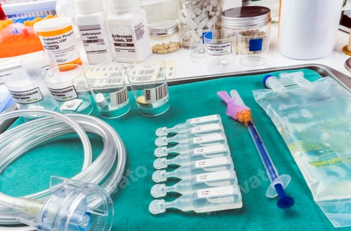 Preview: Medical Supplies and Medicines on a Tray