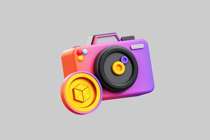 Preview: Cartoon camera with crypto coin