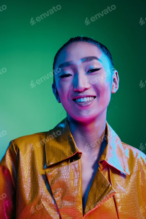 Preview: Woman fashion colorful disco light beauty neon