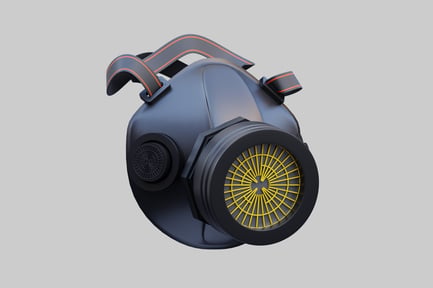 Preview: Grey helmet with orange accents and circular front detail