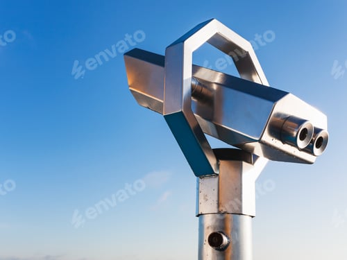 Preview: stationary observation binoculars and blue sky