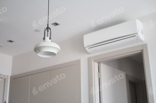 Preview: Air conditioner hanging on the wall.