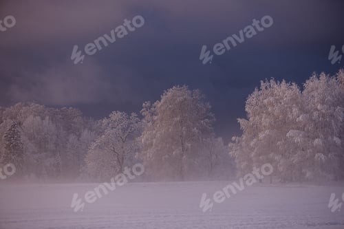 Preview: Icy Country Road Leading Into Blue Storm Light