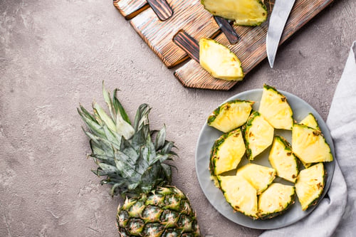 Preview: Sliced ripe pineapple on plate