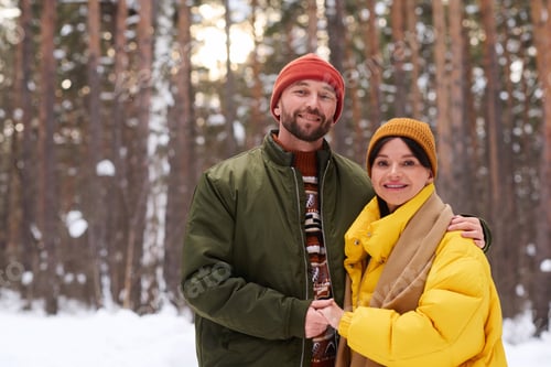 Preview: Modern Couple In Winter Forest
