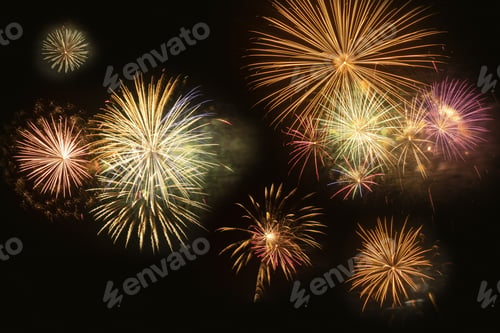Preview: Colorful fireworks on black