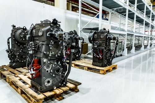Preview: Disassembled tractor parts on the modern tractor factory