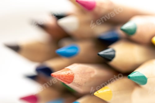 Preview: Close-up, multi-colored wooden pencils for drawing isolated.