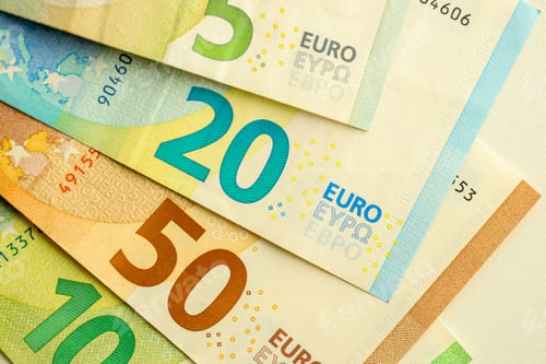 Preview: European money euro banknotes. Bills of European union currency