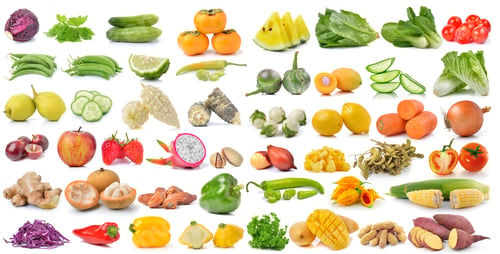 Preview: set of fruit and vegetable on white background