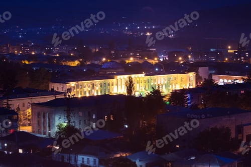 Preview: Gori, Shida Kartli Region, Georgia. Cityscape With City Hall On