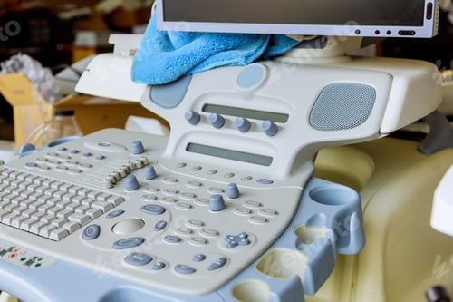 Preview: Control panel ultrasound examination of medical equipment. Selective focus