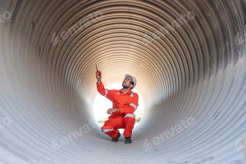 Preview: Mechanical engineer wearing safety uniform checking and inspection pipeline .