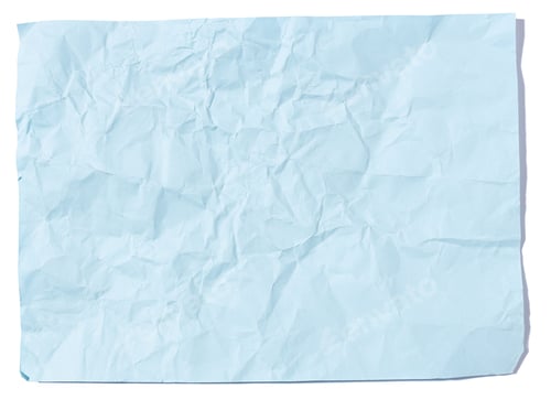 Preview: Blank light Blue crumpled paper sheet isolated on white.