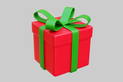 Preview: Vibrant Red Gift Box With Green Ribbon Bow