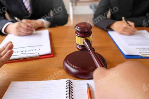 Preview: Group business people and lawyers. Legal contract signing. Justice and law concept.