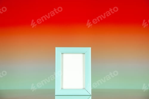 Preview: front view blue picture frame on light red background portrait family color gift present photo shoot