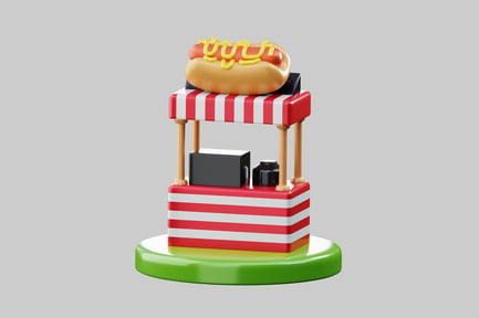 Preview: Toy hotdog stand with food