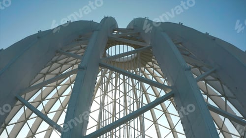 Preview: Dome construction of building. Stock footage. Beautiful frame construction of white dome on building