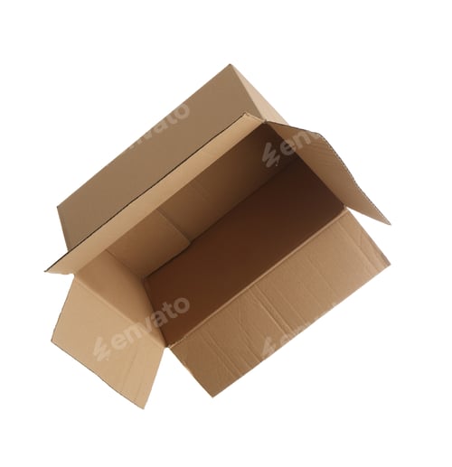 Preview: Open empty cardboard box isolated on white