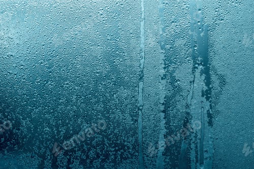 Preview: Abstract Background And Brilliant Texture Of Blue Green Color Of Wet Glass With Drops Of Water And