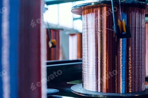 Preview: Production of copper wire, cable in reels at factory. Cable factory