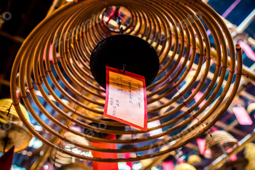 Preview: Incense coils at Man Mo Temple, Sheung Wan, Hong Kong Island, Hong Kong, China