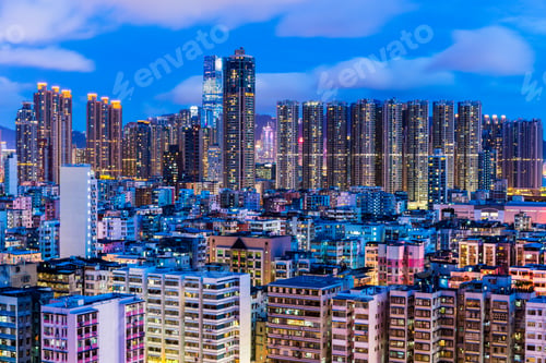 Preview: Urban city in Hong Kong at night