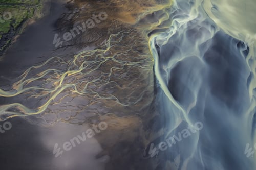 Preview: Aerial view of Glacier rivers in Iceland