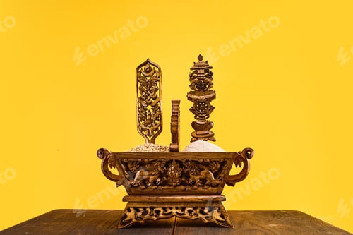 Preview: Losar Tibetan New Year. A Chemar box for Tibetan New Year with roasted barley and barley flour.