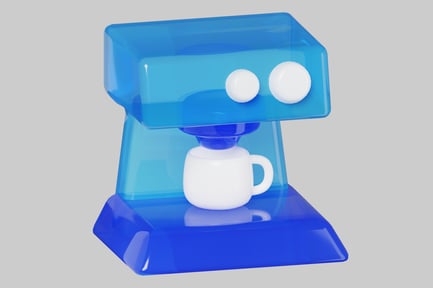 Preview: Modern Blue Coffee Machine With White Mug