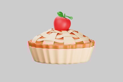 Preview: Apple pie with lattice crust and red apple on top.