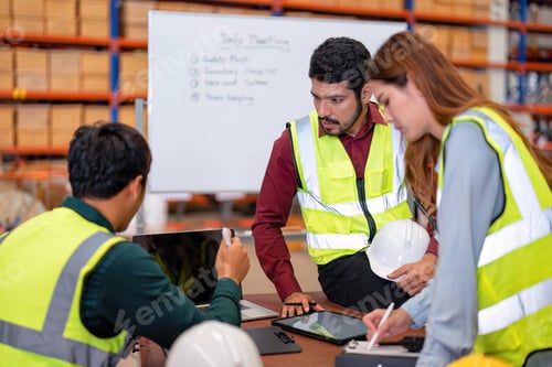 Preview: Group of worker in the warehouse factory