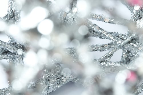Preview: Bokeh abstract view of silver glitter ornament