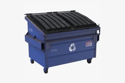 Preview: Mobile Recycling Dumpster - Blue Metal Container