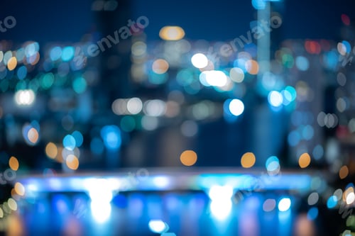 Preview: abstract blurry background of city night light, cityscape background in defocus with colorful