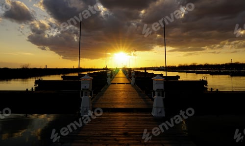 Preview: Wooden dock under stormy skies over the sea