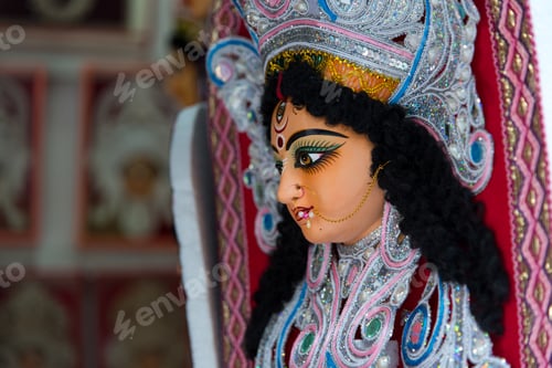 Preview: Close up of face of Hindu Goddess Durga