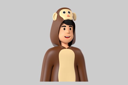 Visualização: Personagem de fantasia de macaco de desenho animado