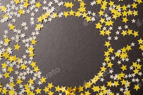 Preview: Composition of close up of new years stars on gray background
