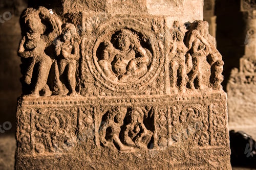 Preview: Detail of stone carving inside Aurangabad Buddhist Caves