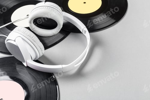 Preview: vintage vinyl on gray background