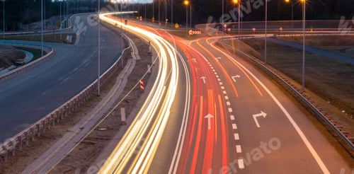 Preview: lights of moving cars at night. long exposure