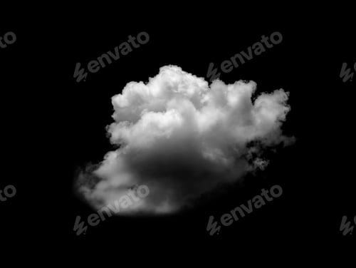 Preview: clouds white for design on isolated elements black background.