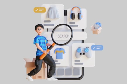 Preview: Boy with smartphone and magnifying glass