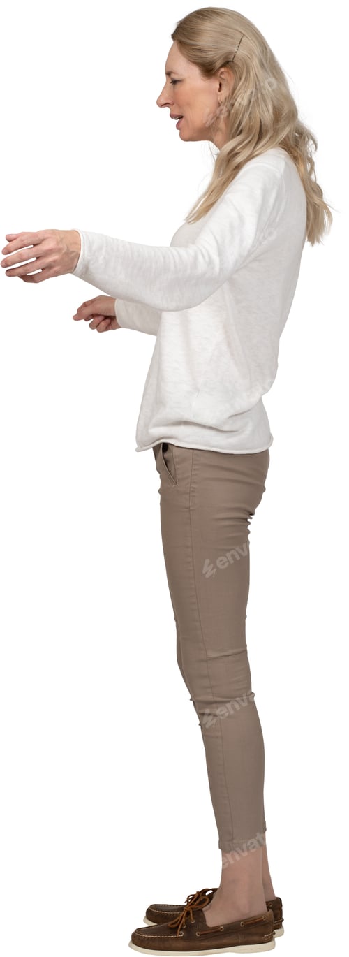Preview: a woman is standing with her arms outstretched