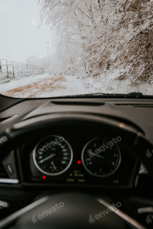 Preview: Modern luxurious car interior in winter